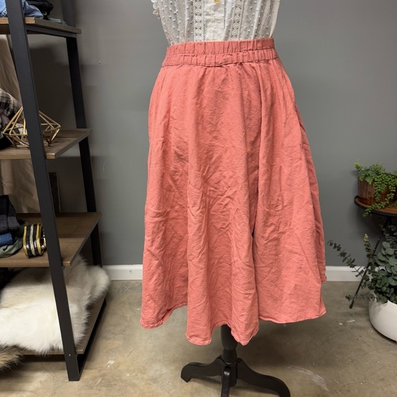 Flint and Moss pink linen blend skirt womens small full midi tie waist feminine - Picture 8 of 9